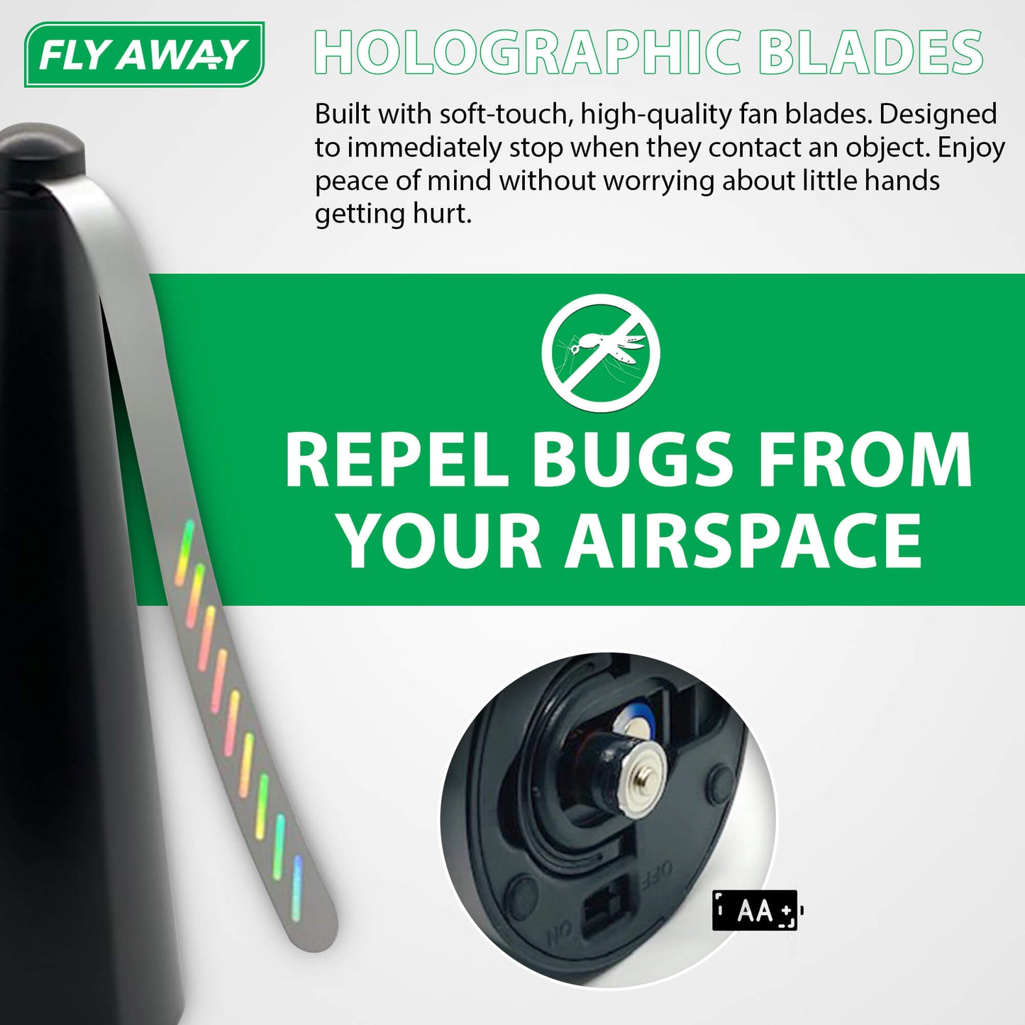 Fly Away Tabletop Fly Fans - Repel Flies and Other Flying Pests Away from Food & Drinks