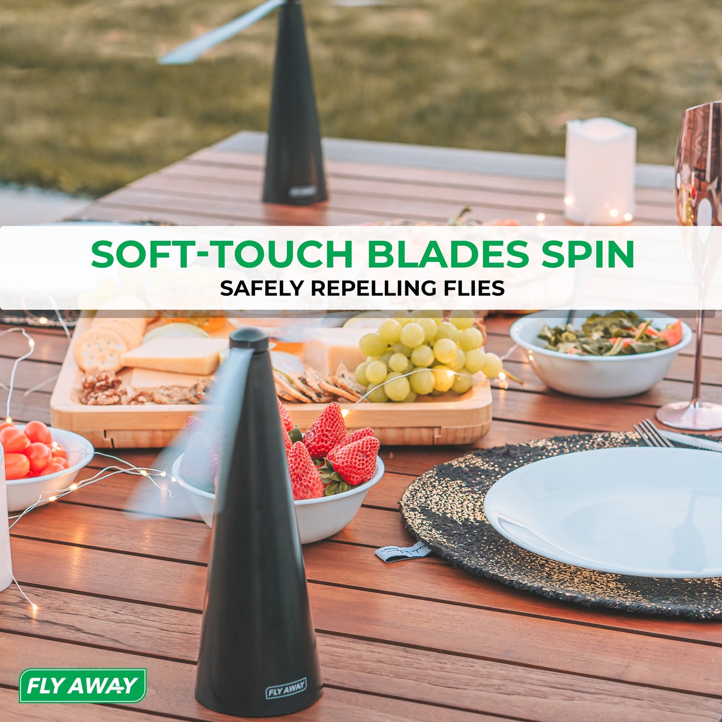 Fly Away Tabletop Fly Fans - Repel Flies and Other Flying Pests Away from Food & Drinks